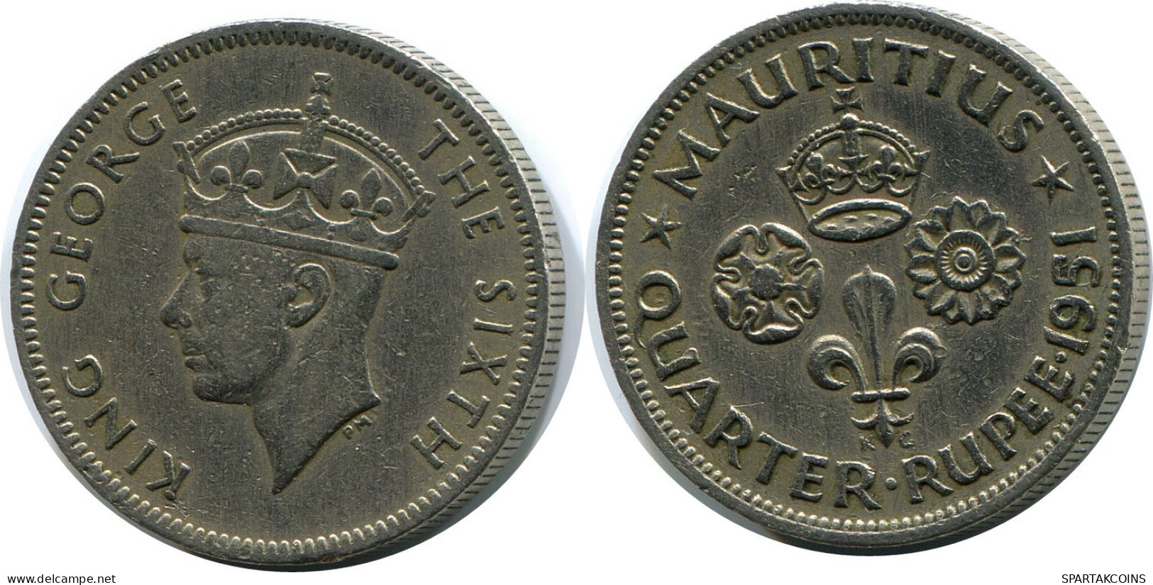 1/4 RUPEE 1951 MAURITIUS Coin #AP903.U.A - Mauritius