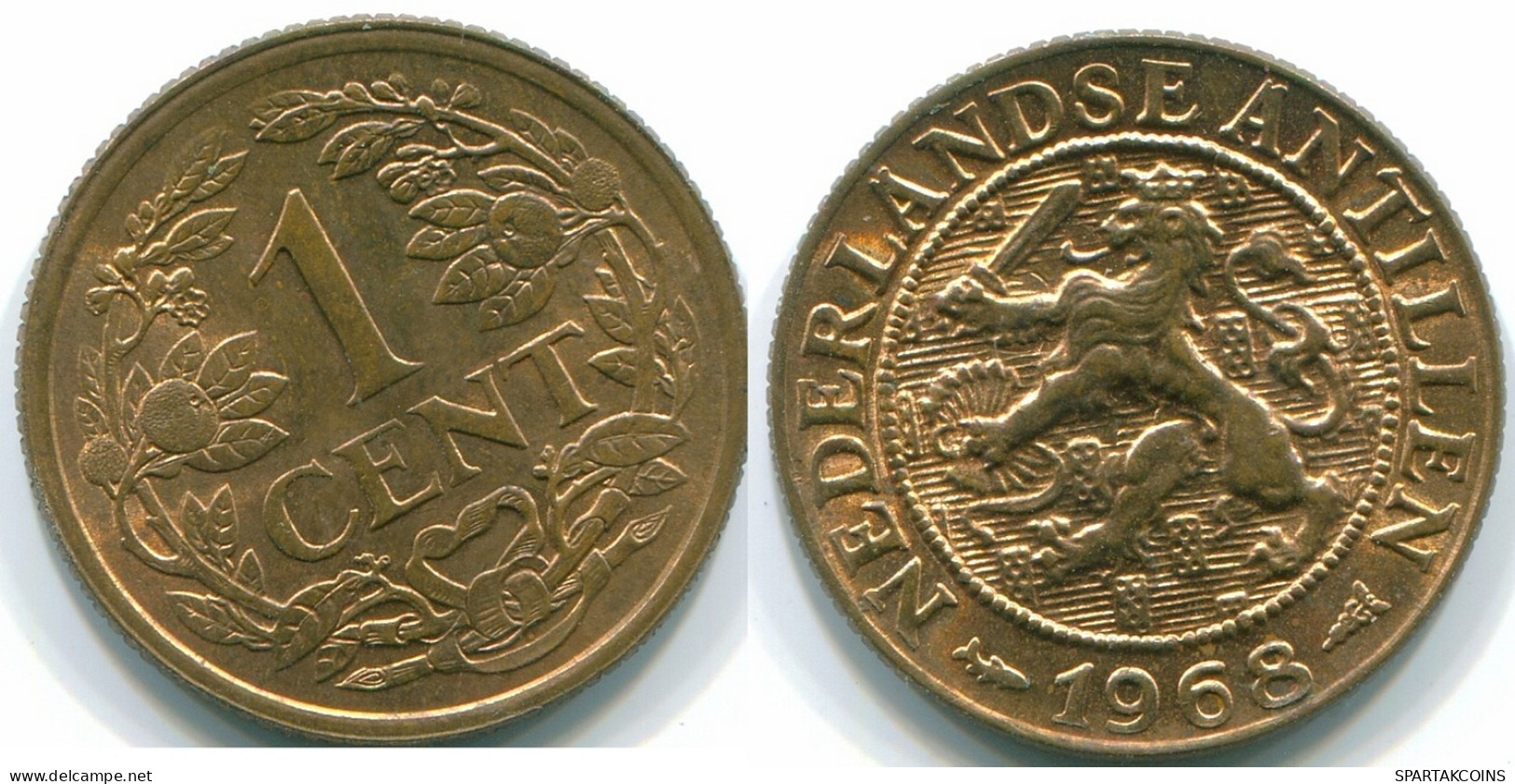 1 CENT 1968 ANTILLES NÉERLANDAISES Bronze Fish Colonial Pièce #S10790.F.A - Antilles Néerlandaises