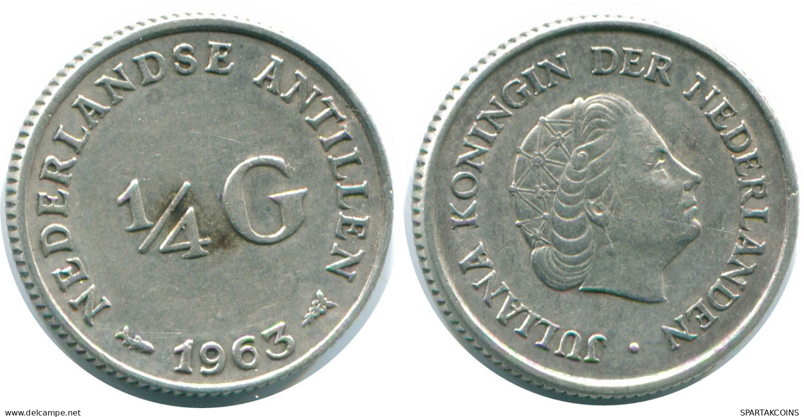 1/4 GULDEN 1963 ANTILLAS NEERLANDESAS PLATA Colonial Moneda #NL11198.4.E.A - Antilles Néerlandaises