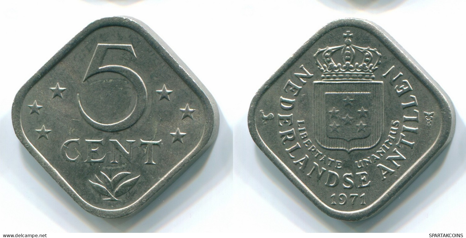 5 CENTS 1971 NETHERLANDS ANTILLES Nickel Colonial Coin #S12197.U.A - Antilles Néerlandaises