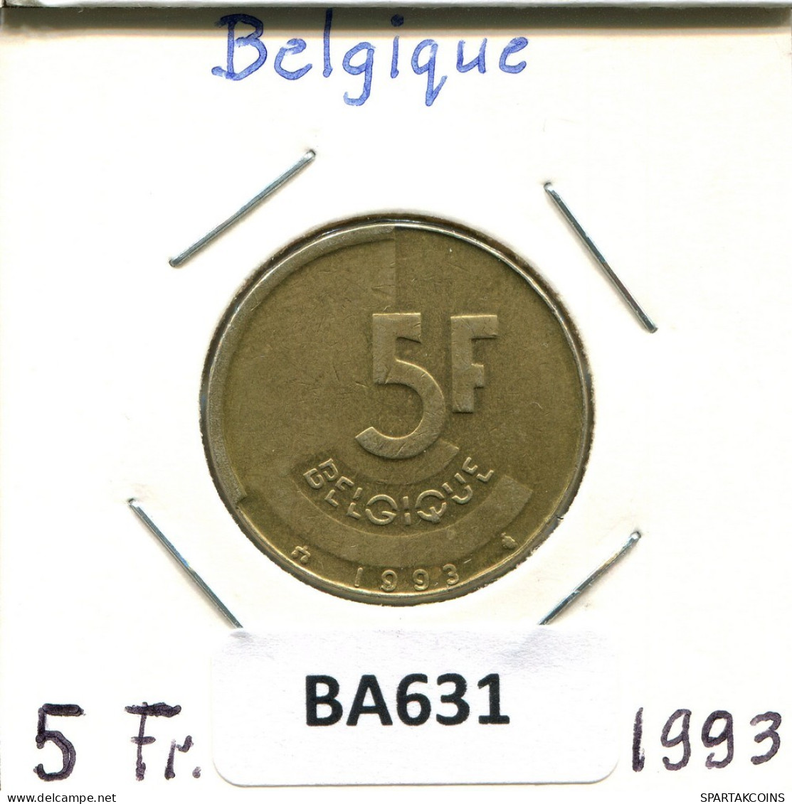 5 FRANCS 1993 DUTCH Text BÉLGICA BELGIUM Moneda #BA631.E.A - 5 Frank