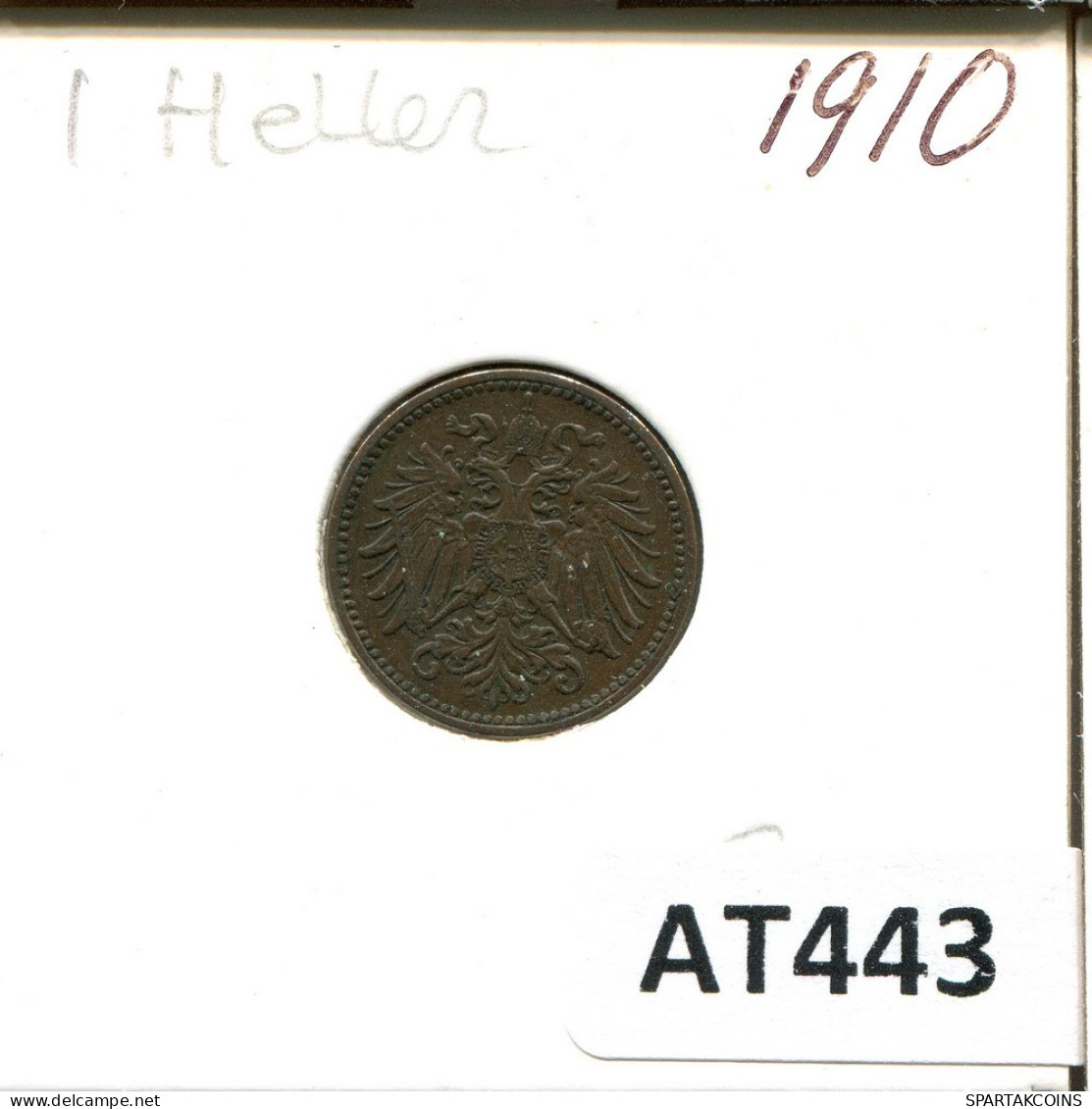 1 HELLER 1910 AUSTRIA Moneda #AT443.E.A - Autriche