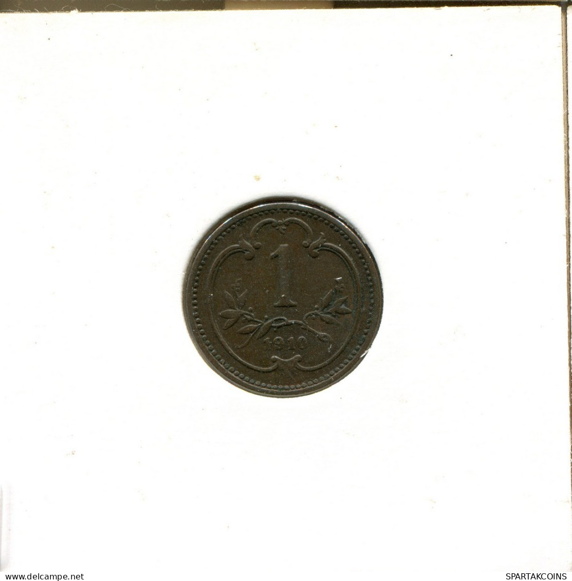 1 HELLER 1910 AUSTRIA Moneda #AT443.E.A - Oostenrijk