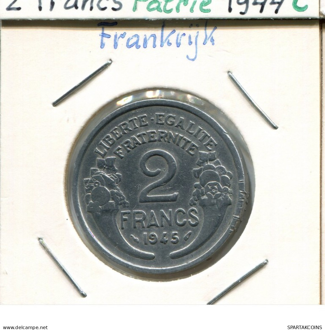 2 FRANCS 1945 FRANCE Pièce Provisional Government #AM341.F.A - 2 Francs