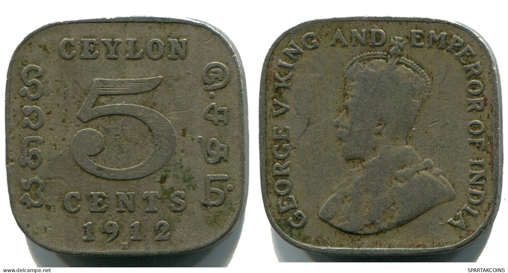 5 CENTS 1912 CEILÁN CEYLON Moneda #AH611.3.E.A - Otros – Asia