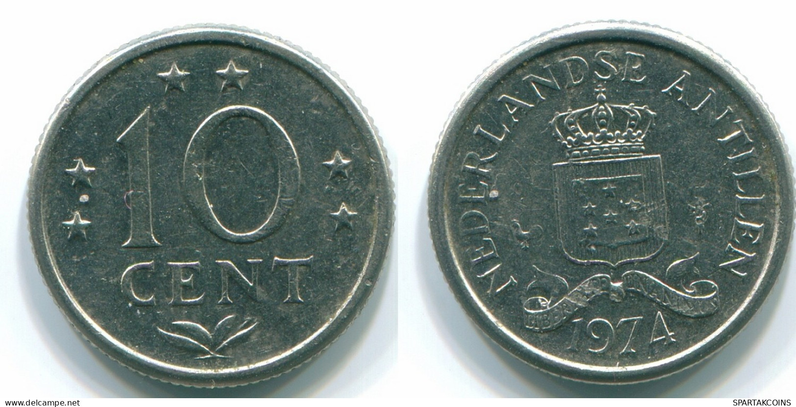 10 CENTS 1974 NIEDERLÄNDISCHE ANTILLEN Nickel Koloniale Münze #S13517.D.A - Antilles Néerlandaises