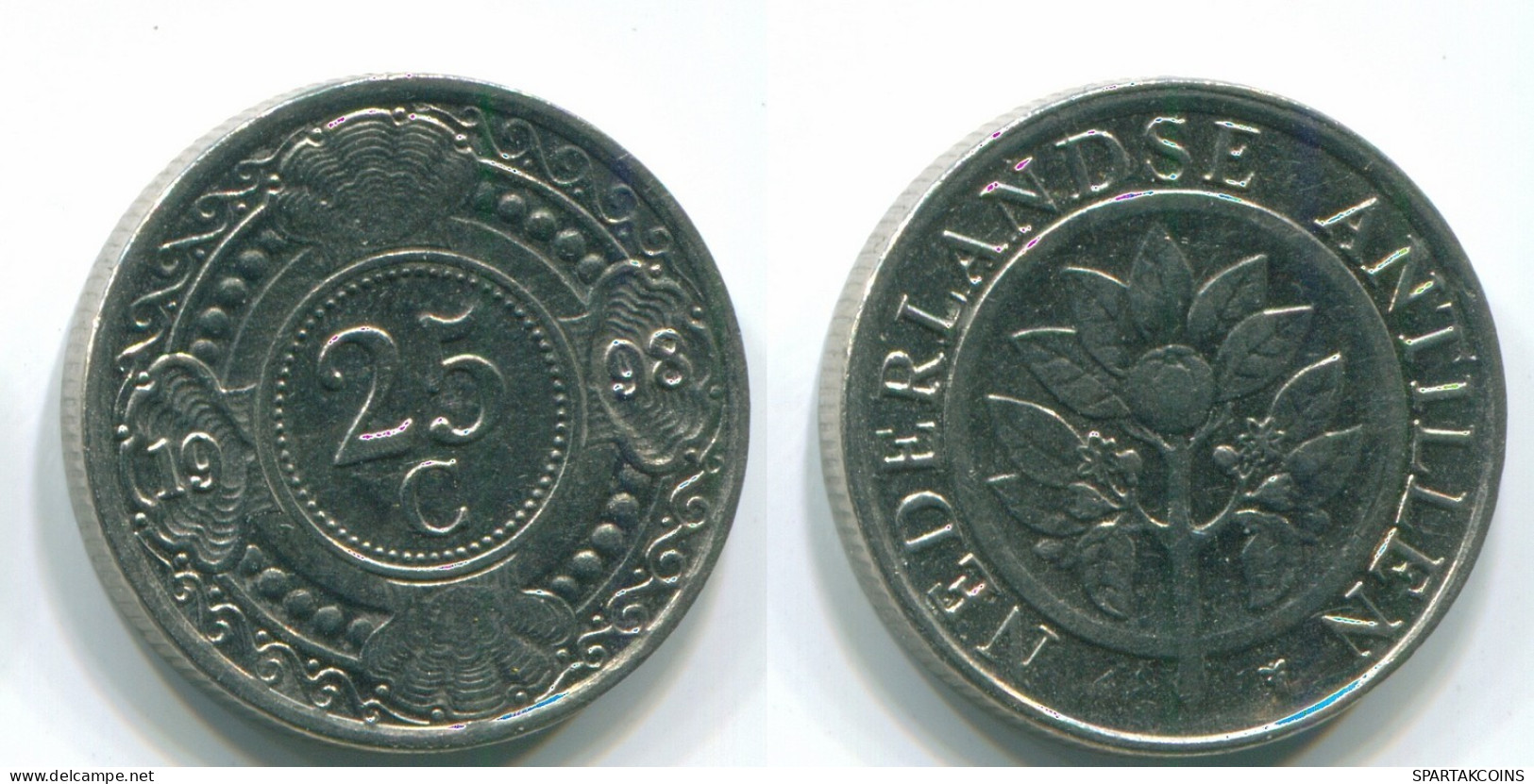 25 CENTS 1998 NETHERLANDS ANTILLES Nickel Colonial Coin #S11300.U.A - Antilles Néerlandaises