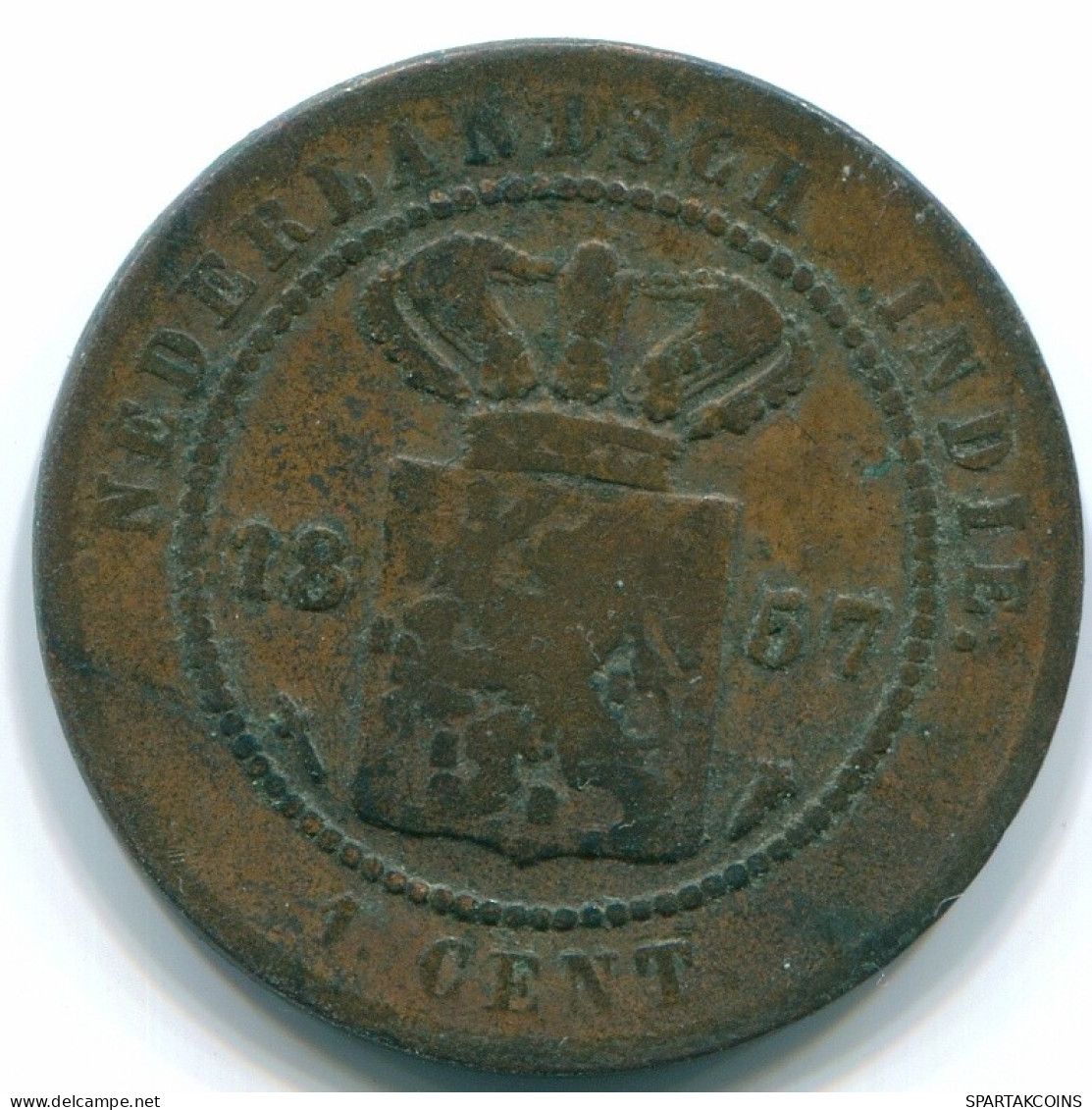 1 CENT 1857 NETHERLANDS EAST INDIES INDONESIA Copper Colonial Coin #S10045.U.A - Indes Néerlandaises