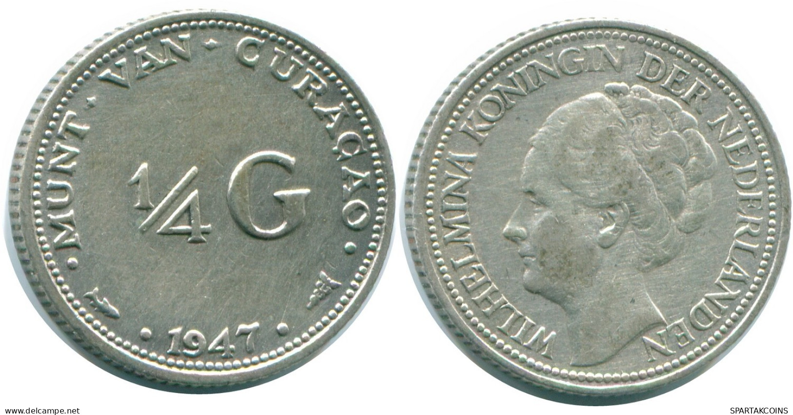 1/4 GULDEN 1947 CURACAO Netherlands SILVER Colonial Coin #NL10762.4.U.A - Curacao
