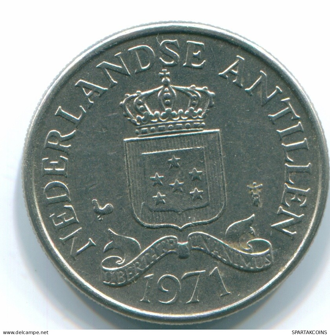 25 CENTS 1971 NIEDERLÄNDISCHE ANTILLEN Nickel Koloniale Münze #S11537.D.A - Antilles Néerlandaises