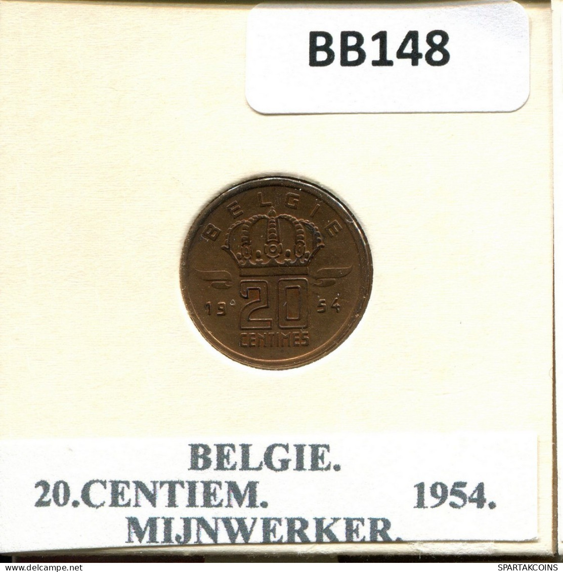 20 CENTIMES 1954 DUTCH Text BELGIEN BELGIUM Münze #BB148.D.A - 25 Cent