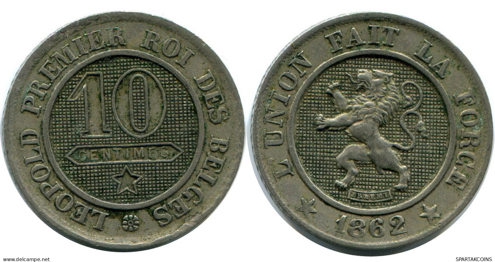 10 CENTIMES 1862 BÉLGICA BELGIUM Moneda #AZ133.1.E.A - 10 Cents