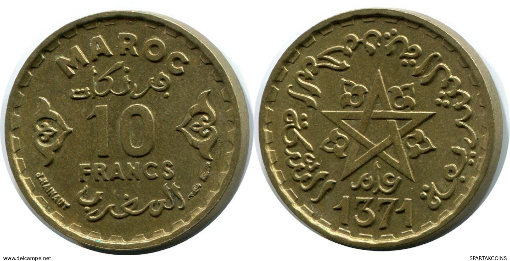 10 FRANCS 1951 MARRUECOS MOROCCO Mohammed V Moneda #AH844.E.A - Morocco