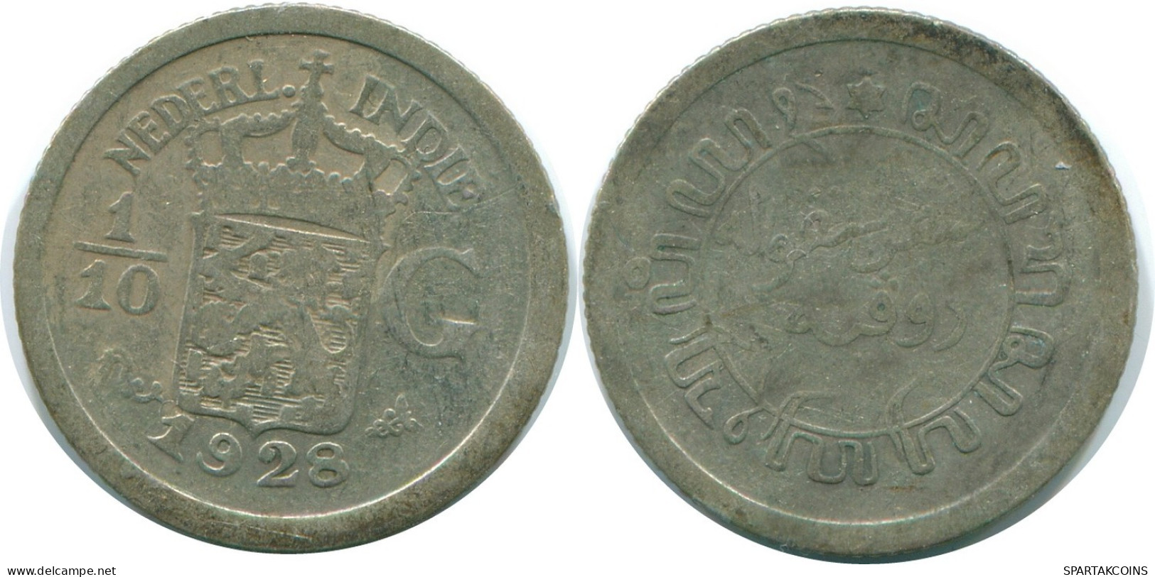 1/10 GULDEN 1928 NIEDERLANDE OSTINDIEN SILBER Koloniale Münze #NL13424.3.D.A - Niederländisch-Indien