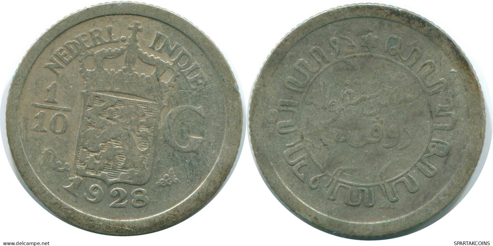 1/10 GULDEN 1928 NIEDERLANDE OSTINDIEN SILBER Koloniale Münze #NL13424.3.D.A - Indes Néerlandaises