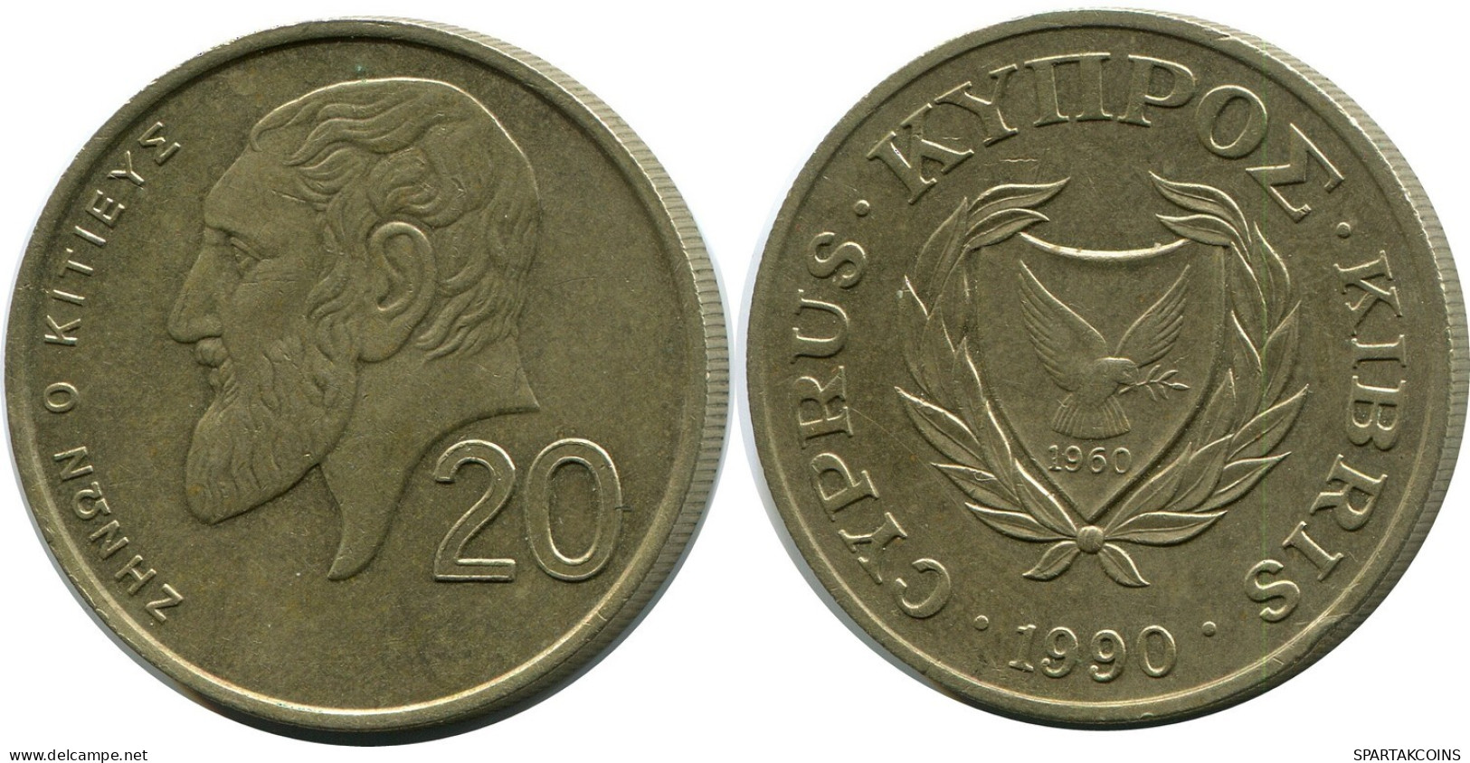 20 CENTS 1990 CHIPRE CYPRUS Moneda #AP290.E.A - Cyprus