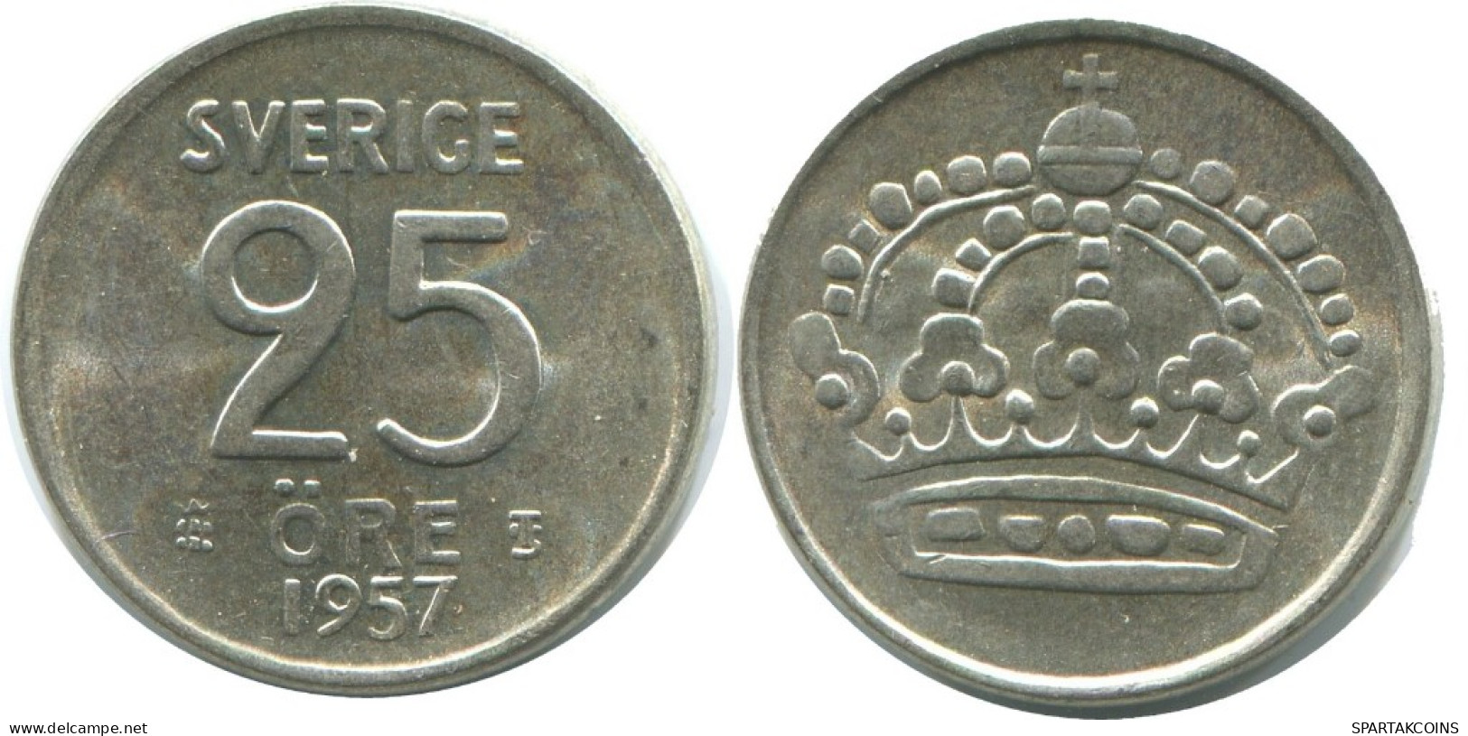 25 ORE 1957 SWEDEN SILVER Coin #AC512.2.D.A - Sweden