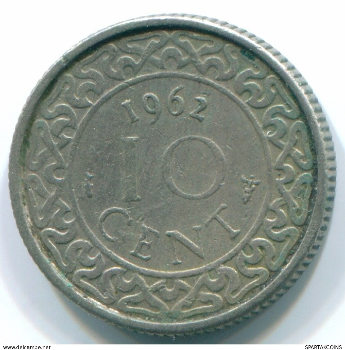 10 CENTS 1962 SURINAME NEERLANDÉS NETHERLANDS Nickel Colonial Moneda #S13187.E.A - Surinam 1975 - ...