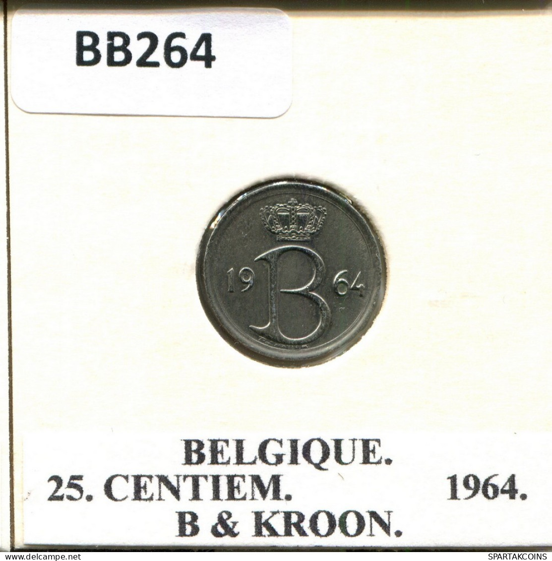 25 CENTIMES 1964 Französisch Text BELGIEN BELGIUM Münze #BB264.D.A - 25 Cent