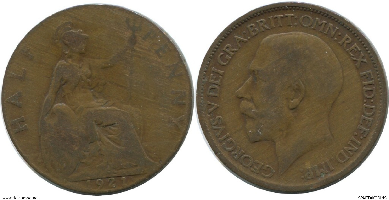 HALF PENNY 1921 UK GROßBRITANNIEN GREAT BRITAIN Münze #AG799.1.D.A - C. 1/2 Penny