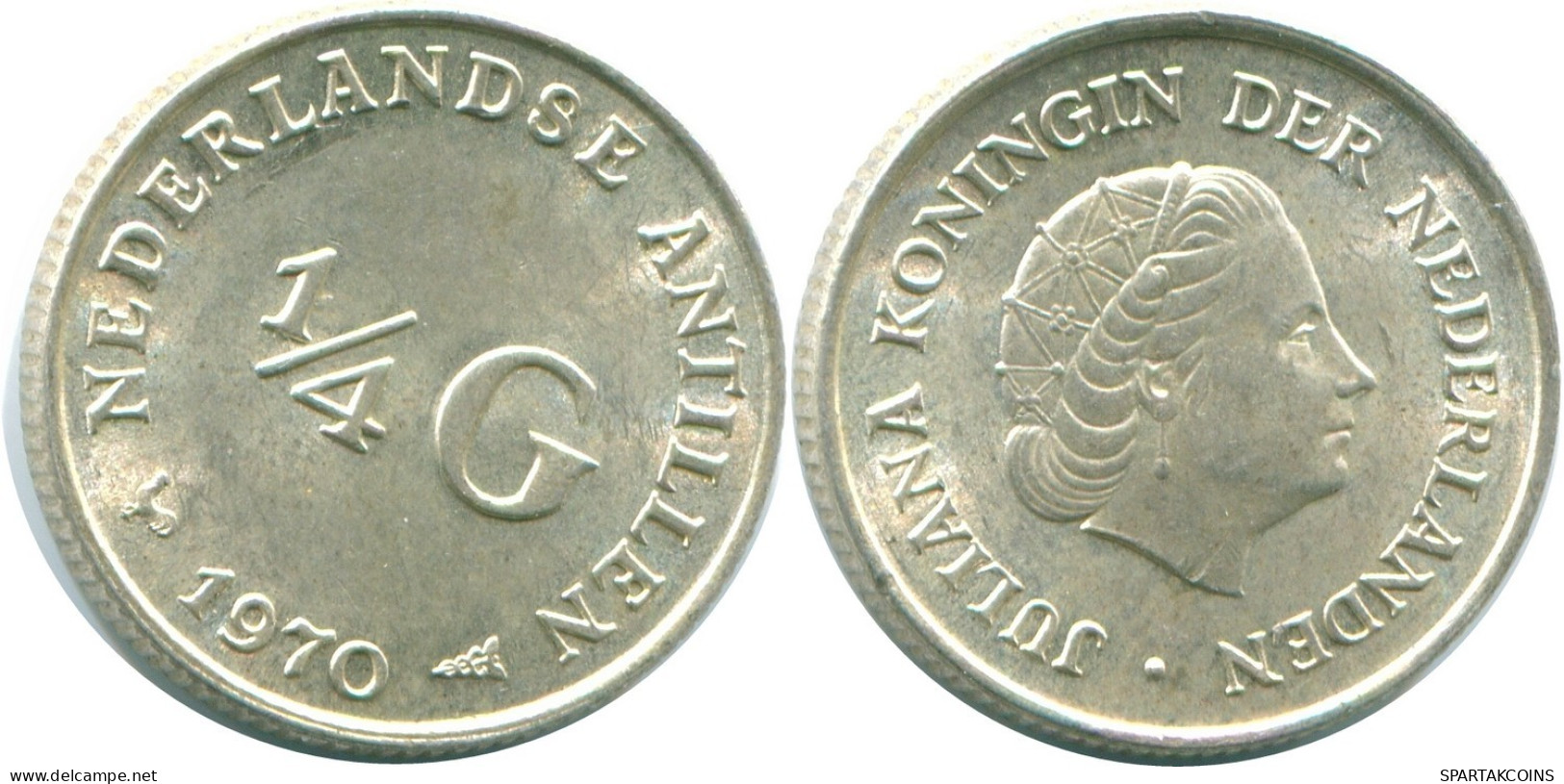 1/4 GULDEN 1970 NIEDERLÄNDISCHE ANTILLEN SILBER Koloniale Münze #NL11628.4.D.A - Netherlands Antilles