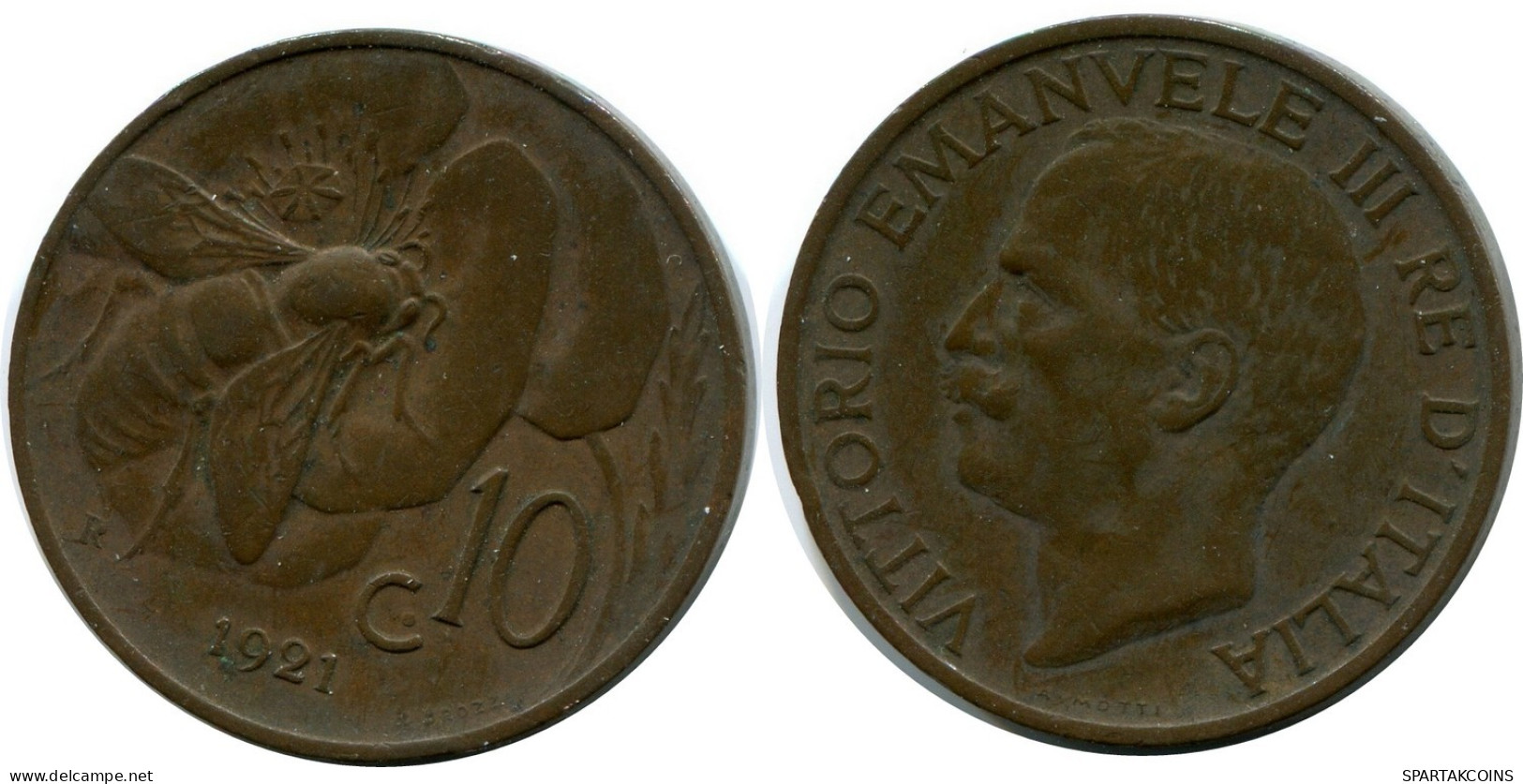 10 CENTESIMI 1921 ITALIEN ITALY Münze Vittorio Emanuele III #AX923.D.A - 1900-1946 : Victor Emmanuel III & Umberto II