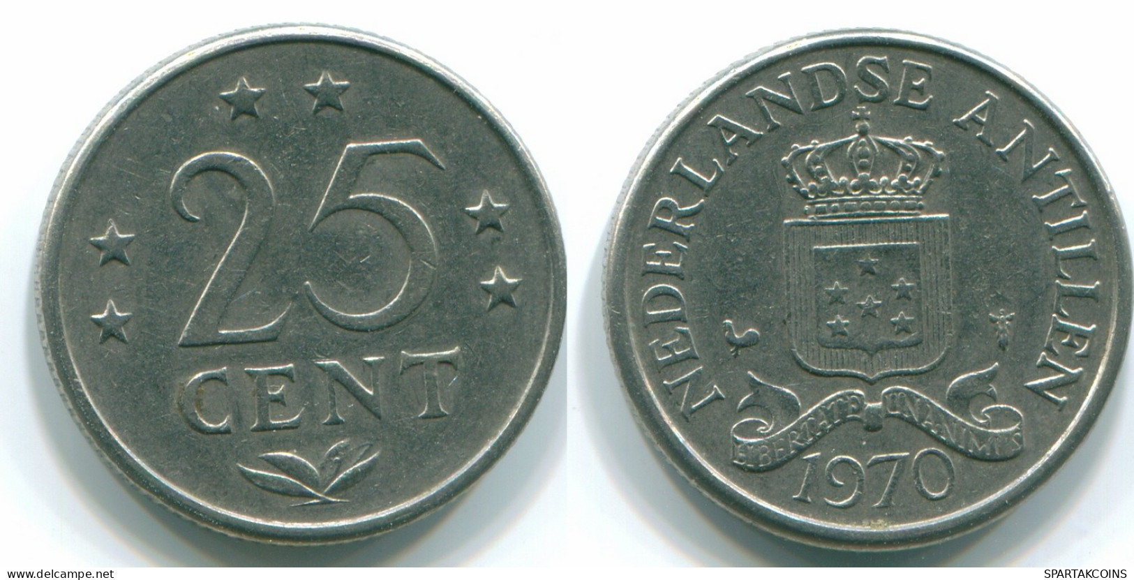 25 CENTS 1970 ANTILLAS NEERLANDESAS Nickel Colonial Moneda #S11453.E.A - Netherlands Antilles