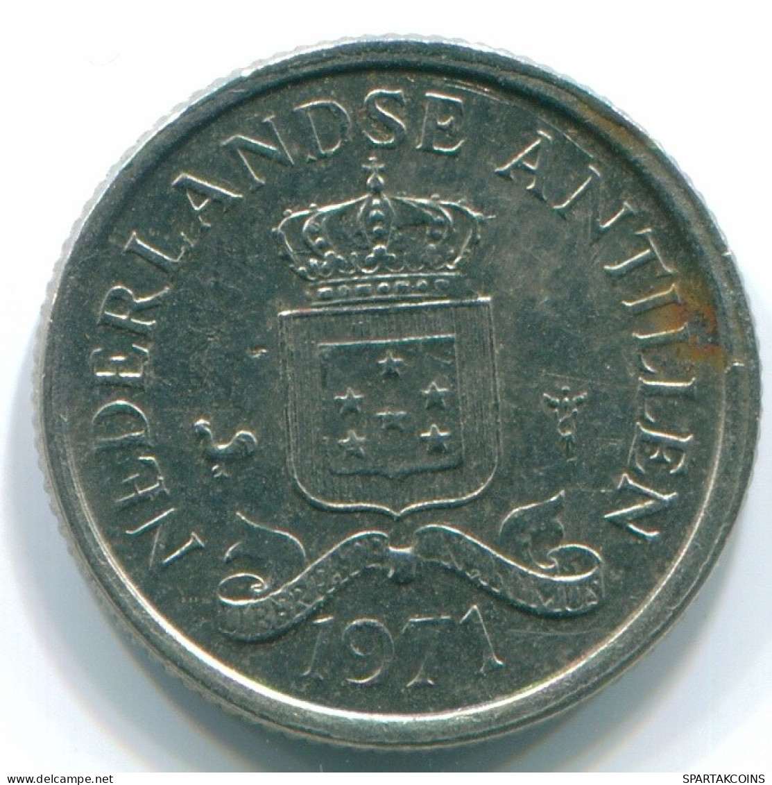 10 CENTS 1971 ANTILLAS NEERLANDESAS Nickel Colonial Moneda #S13421.E.A - Antilles Néerlandaises