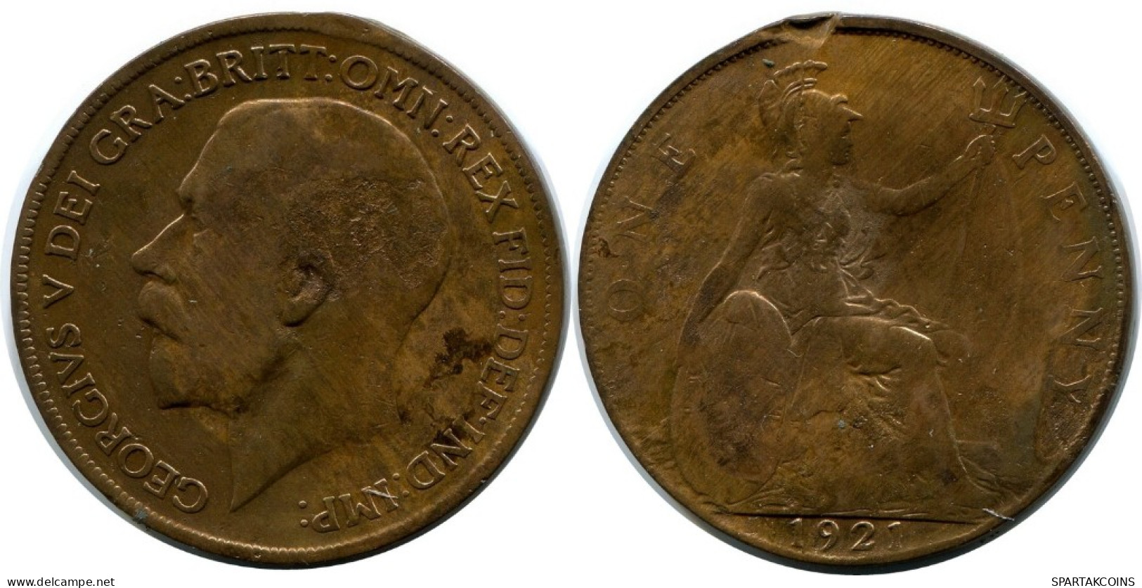 PENNY 1921 UK GRANDE-BRETAGNE GREAT BRITAIN Pièce #AN497.F.A - D. 1 Penny