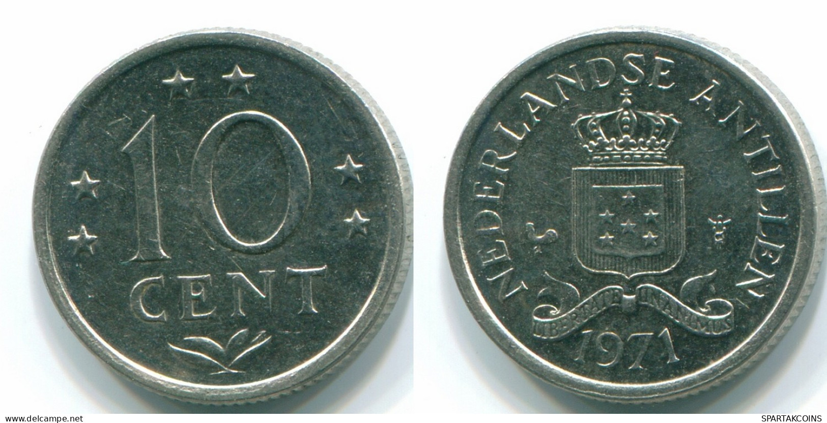 10 CENTS 1971 ANTILLAS NEERLANDESAS Nickel Colonial Moneda #S13474.E.A - Netherlands Antilles
