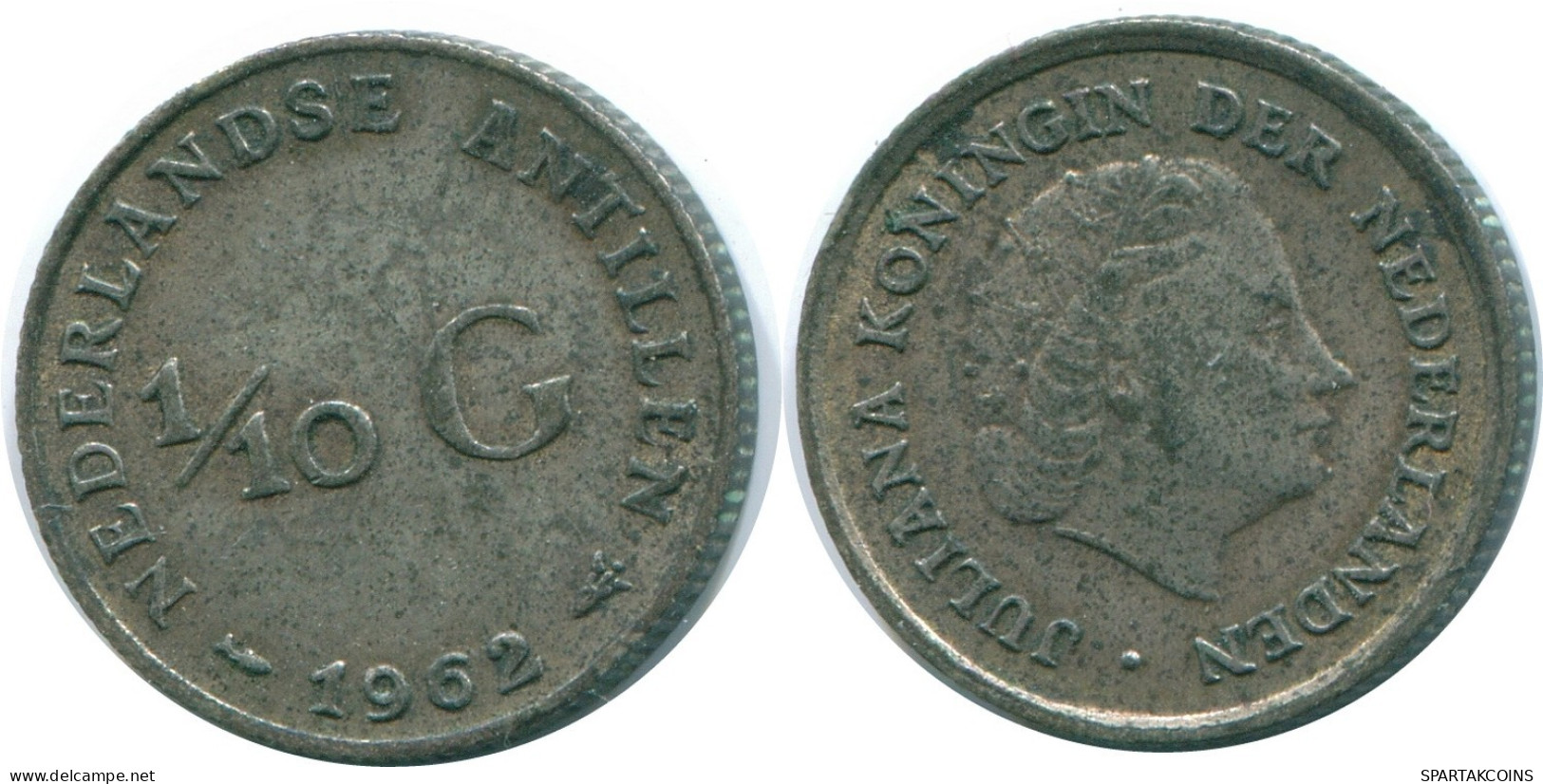 1/10 GULDEN 1962 NIEDERLÄNDISCHE ANTILLEN SILBER Koloniale Münze #NL12428.3.D.A - Antillas Neerlandesas