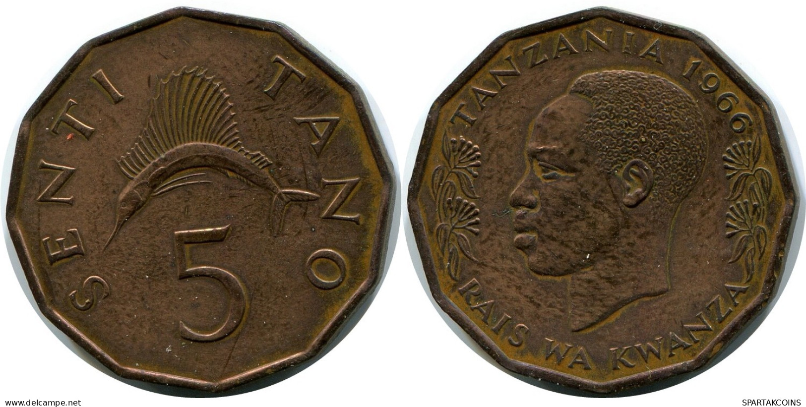 5 SENTI 1966 TANZANIA Coin #AR205.U.A - Tanzanie