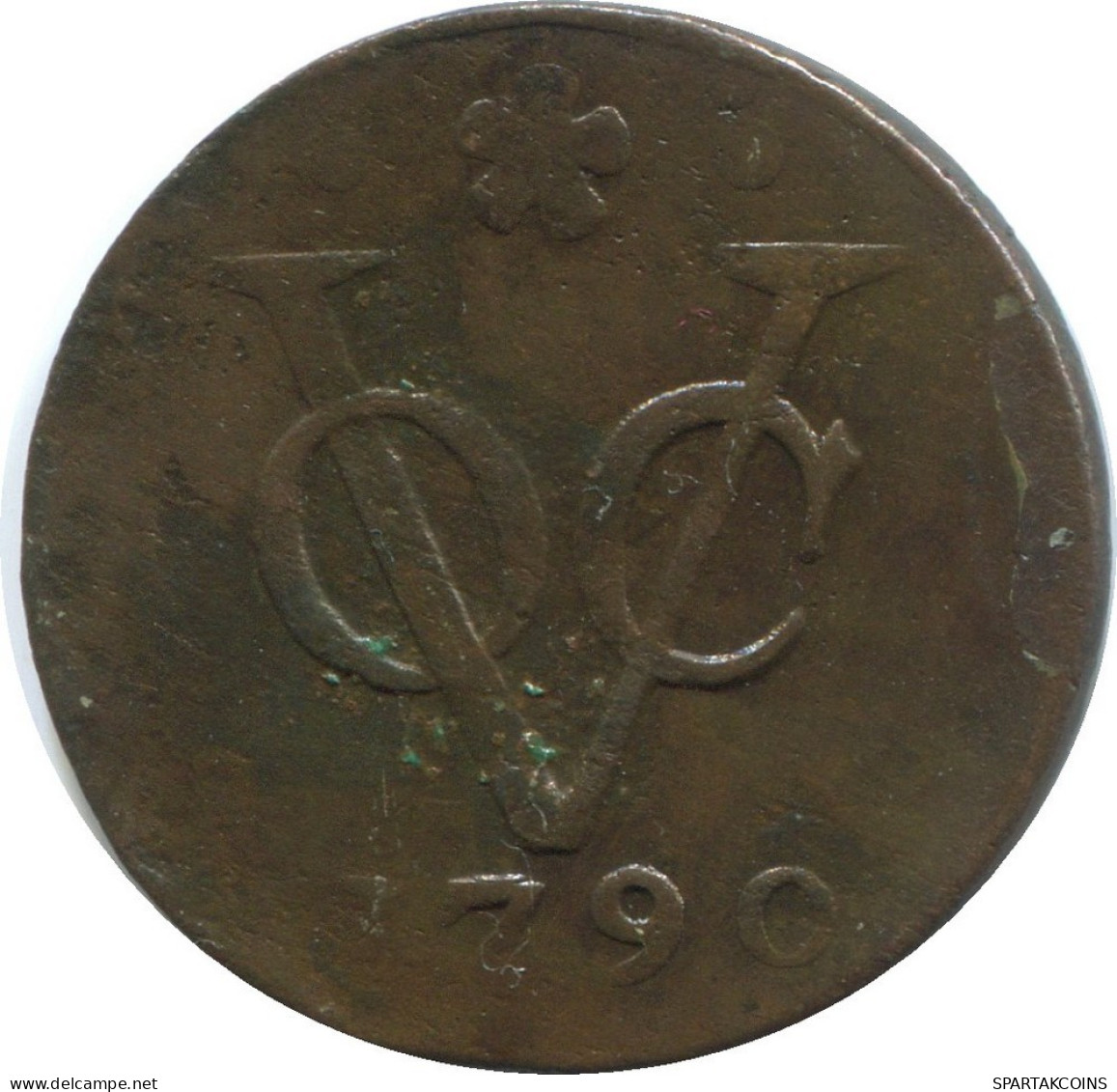1790 HOLLAND VOC Duit NIEDERLANDE OSTINDIEN NY COLONIAL PENNY #VOC1346.12.D.A - Niederländisch-Indien