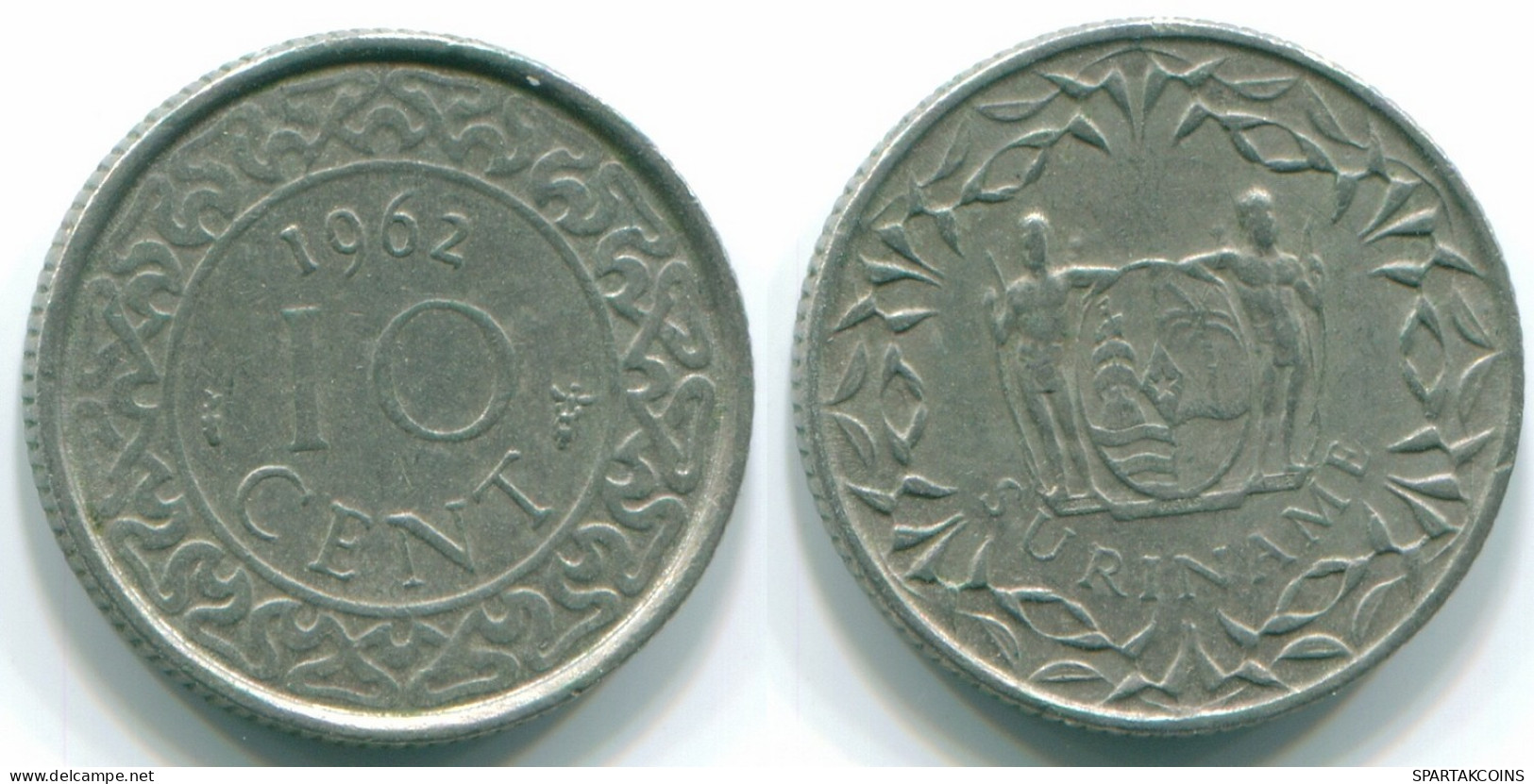 10 CENTS 1962 SURINAM NIEDERLANDE Nickel Koloniale Münze #S13222.D.A - Suriname 1975 - ...