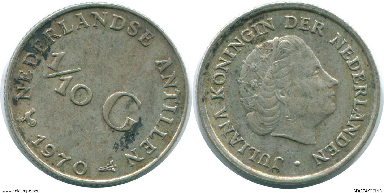 1/10 GULDEN 1970 NETHERLANDS ANTILLES SILVER Colonial Coin #NL13080.3.U.A - Netherlands Antilles