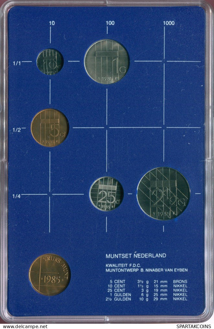 NIEDERLANDE NETHERLANDS 1985 MINT SET 5 Münze + MEDAL #SET1095.5.D.A - Nieuwe Sets & Testkits