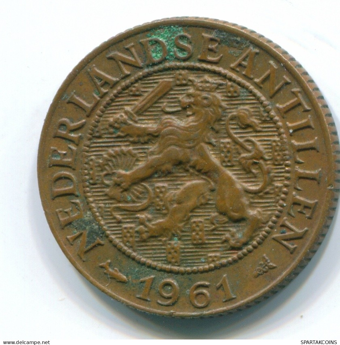 1 CENT 1961 NETHERLANDS ANTILLES Bronze Fish Colonial Coin #S11063.U.A - Antilles Néerlandaises