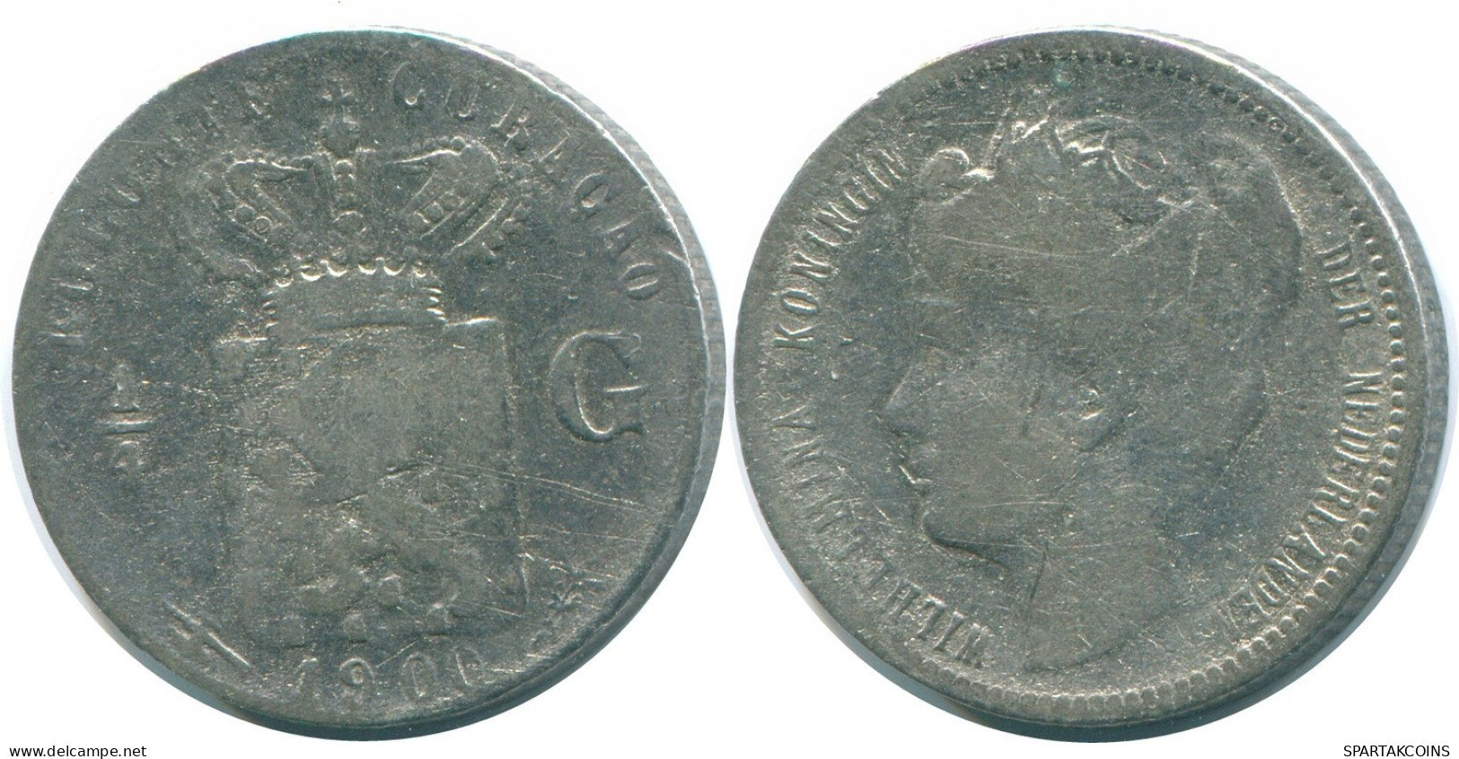 1/4 GULDEN 1900 CURACAO Netherlands SILVER Colonial Coin #NL10435.4.U.A - Curacao