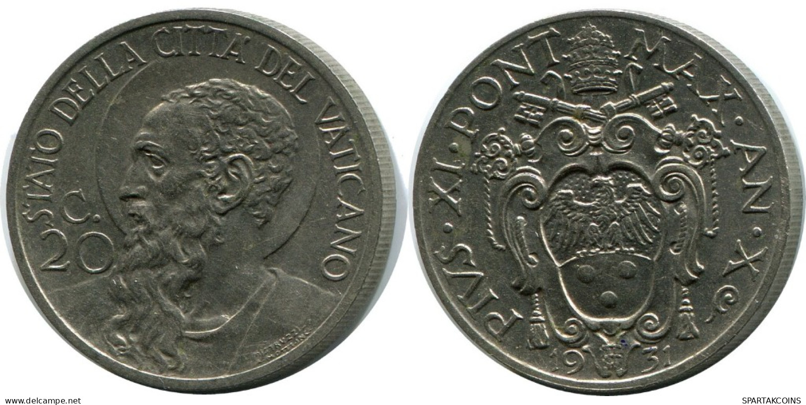 20 CENTESIMI 1931 VATICANO VATICAN Moneda Pius XI (1922-1939) #AH337.16.E.A - Vatican