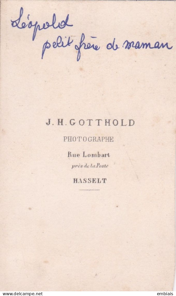 Post-Mortem - Photo Originale CDV Petit Garçon Sur Son Lit De Mort Par Le Photographe J.H.Gotthold, Hasselt - Old (before 1900)