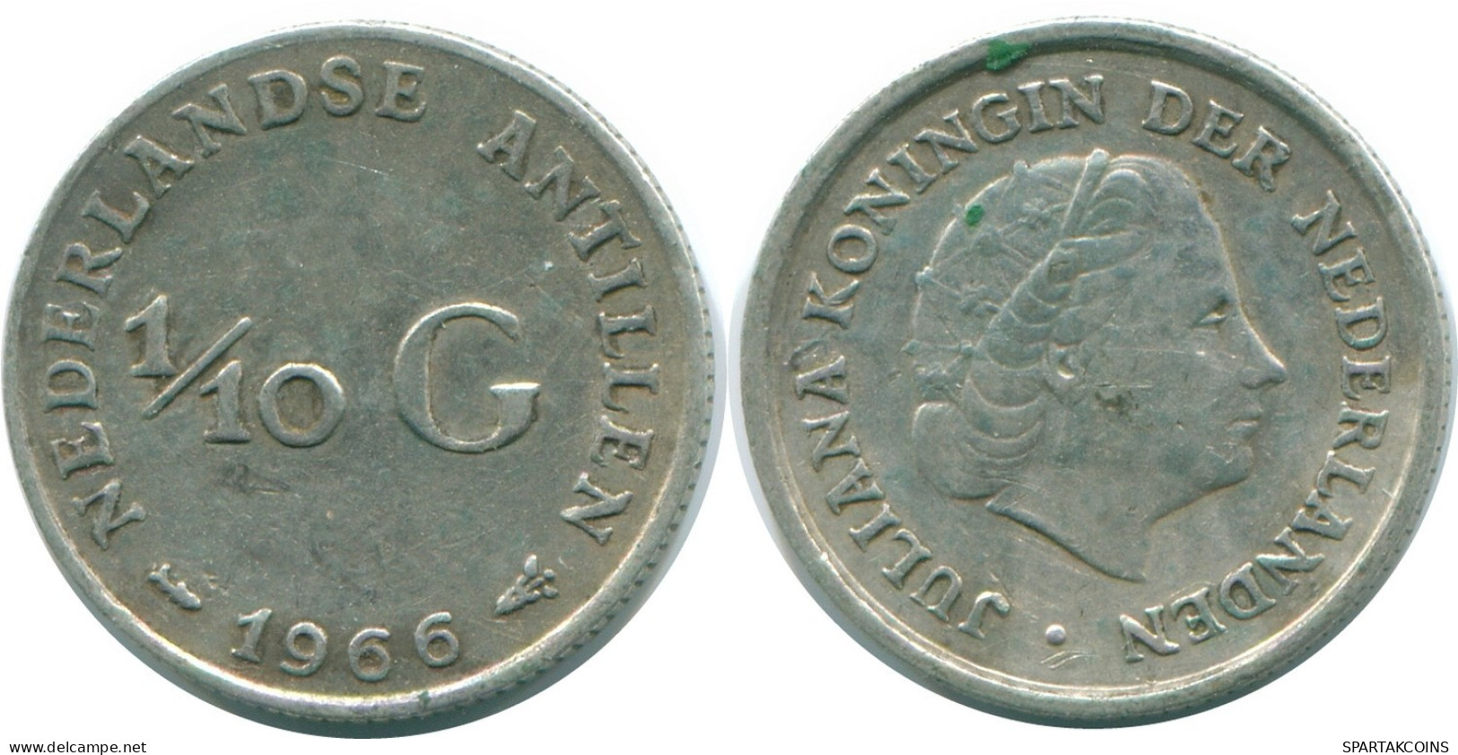 1/10 GULDEN 1966 NETHERLANDS ANTILLES SILVER Colonial Coin #NL12893.3.U.A - Antilles Néerlandaises