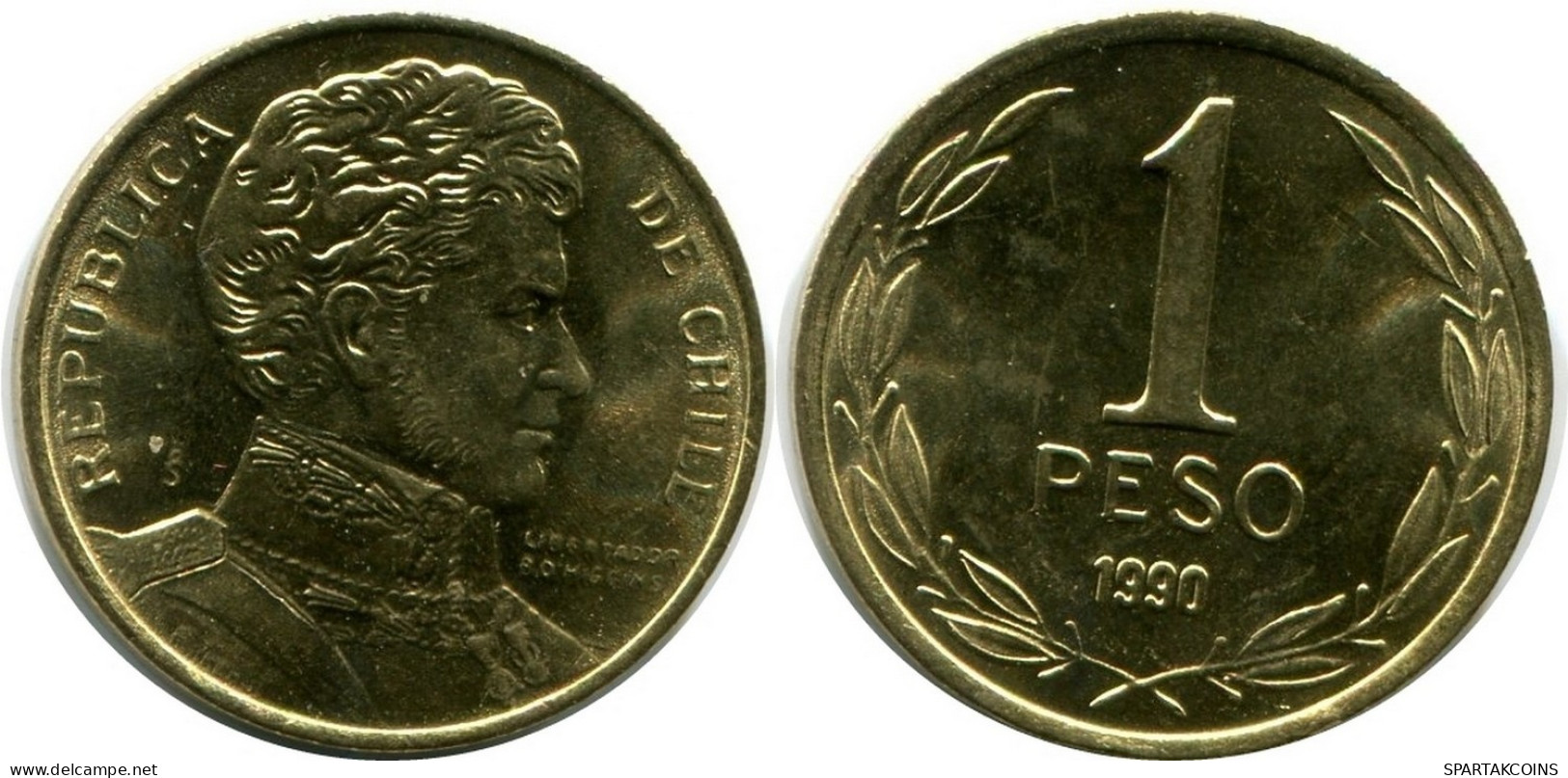 1 PESO 1990 CHILE UNC Münze #M10124.D.A - Chili