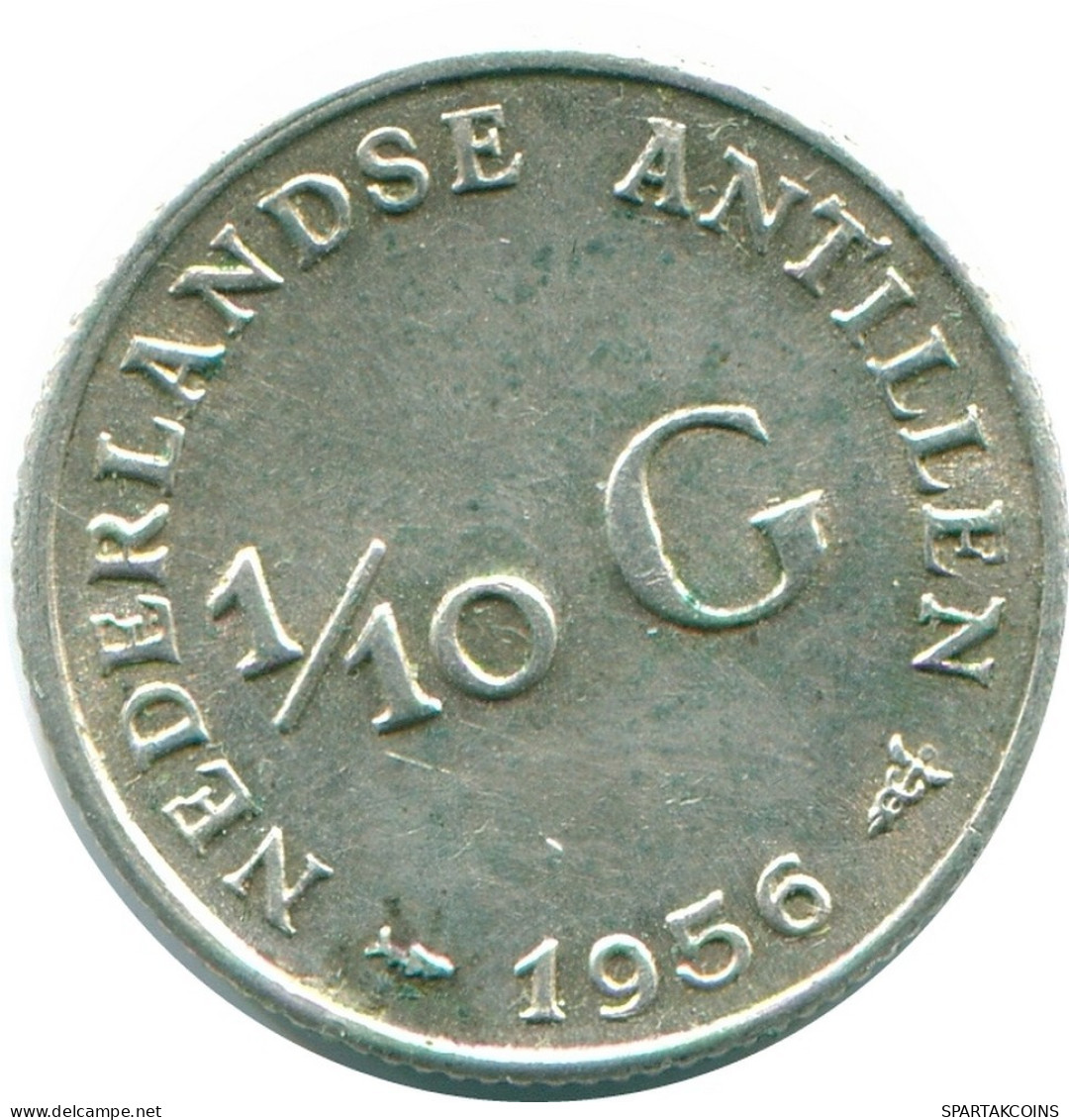 1/10 GULDEN 1956 ANTILLES NÉERLANDAISES ARGENT Colonial Pièce #NL12077.3.F.A - Nederlandse Antillen