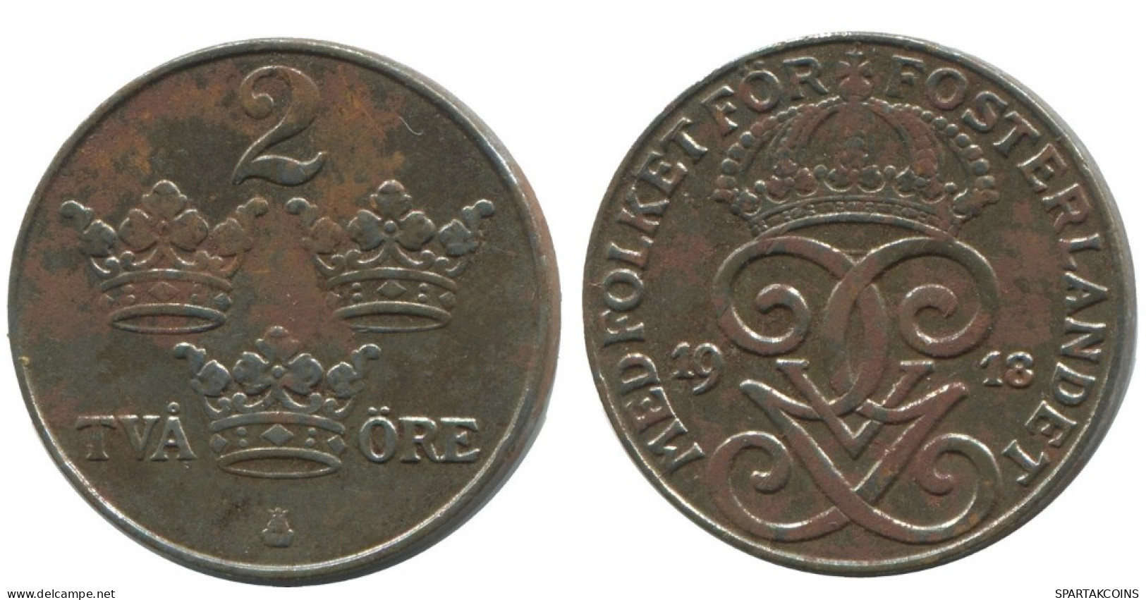 2 ORE 1918 SWEDEN Coin #AC800.2.U.A - Schweden