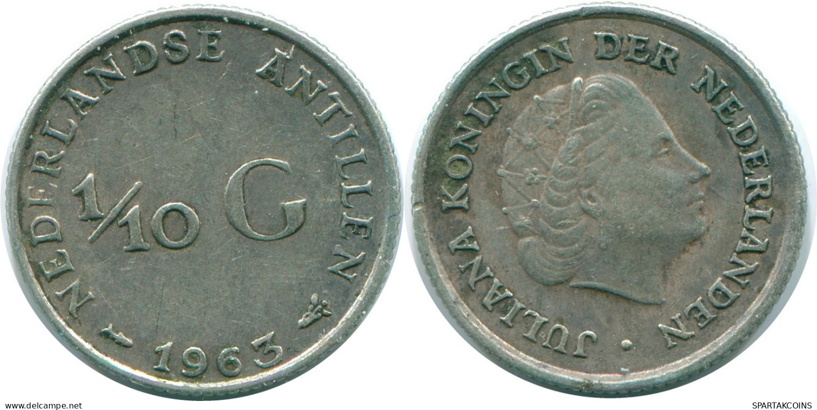 1/10 GULDEN 1963 NETHERLANDS ANTILLES SILVER Colonial Coin #NL12635.3.U.A - Nederlandse Antillen