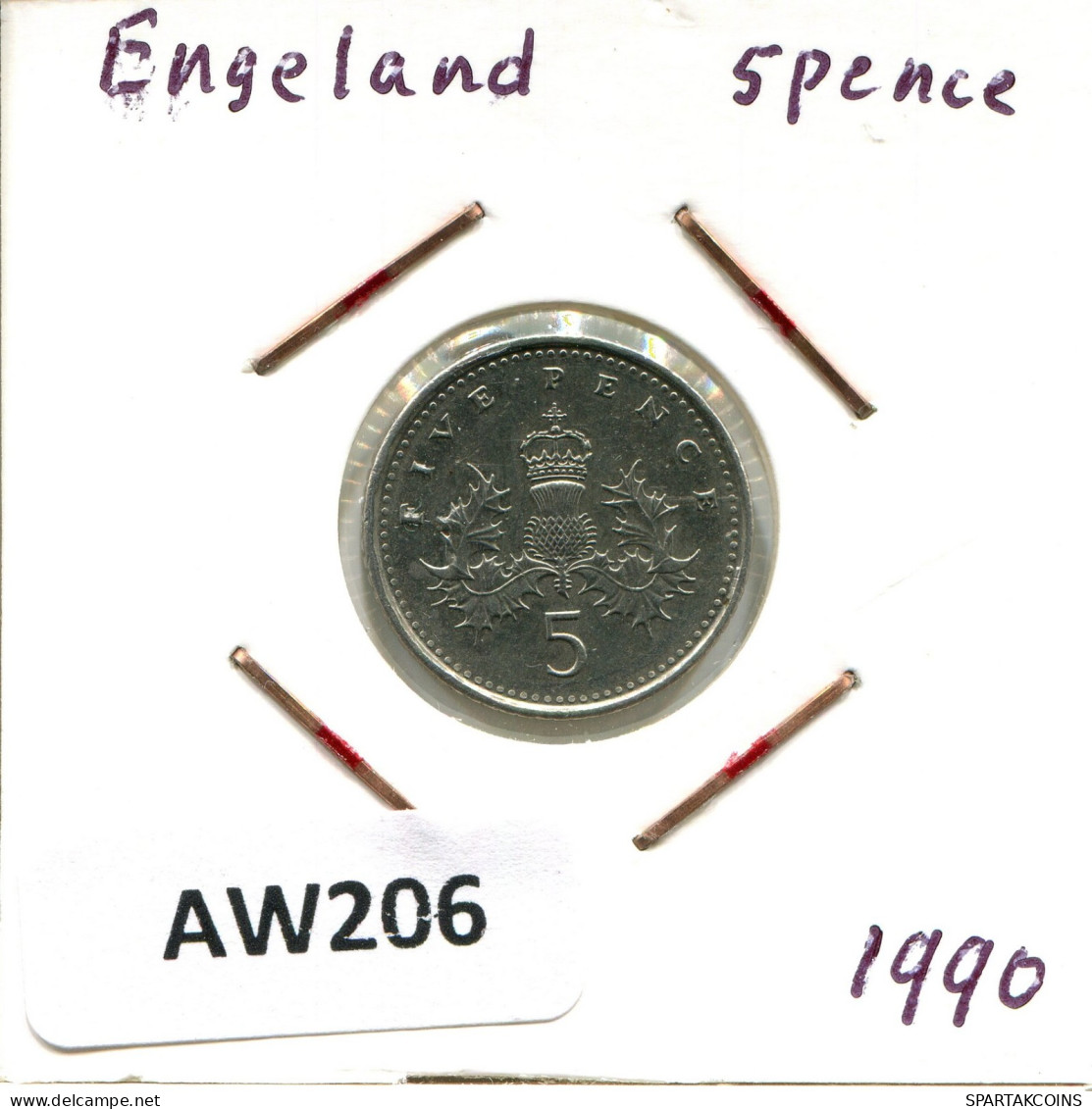 5 PENCE 1990 UK GRANDE-BRETAGNE GREAT BRITAIN Pièce #AW206.F.A - 5 Pence & 5 New Pence