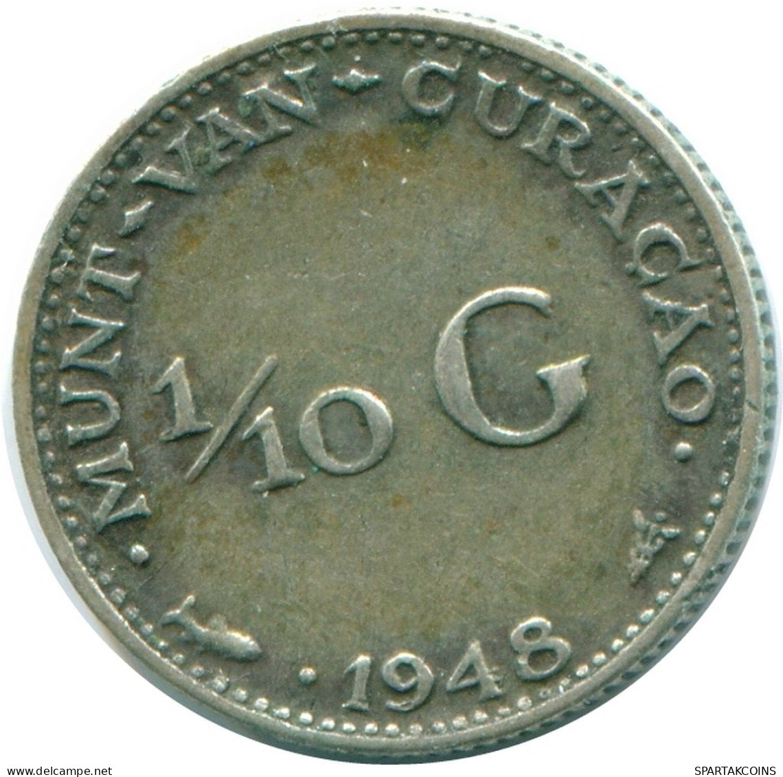 1/10 GULDEN 1948 CURACAO Netherlands SILVER Colonial Coin #NL11973.3.U.A - Curacao