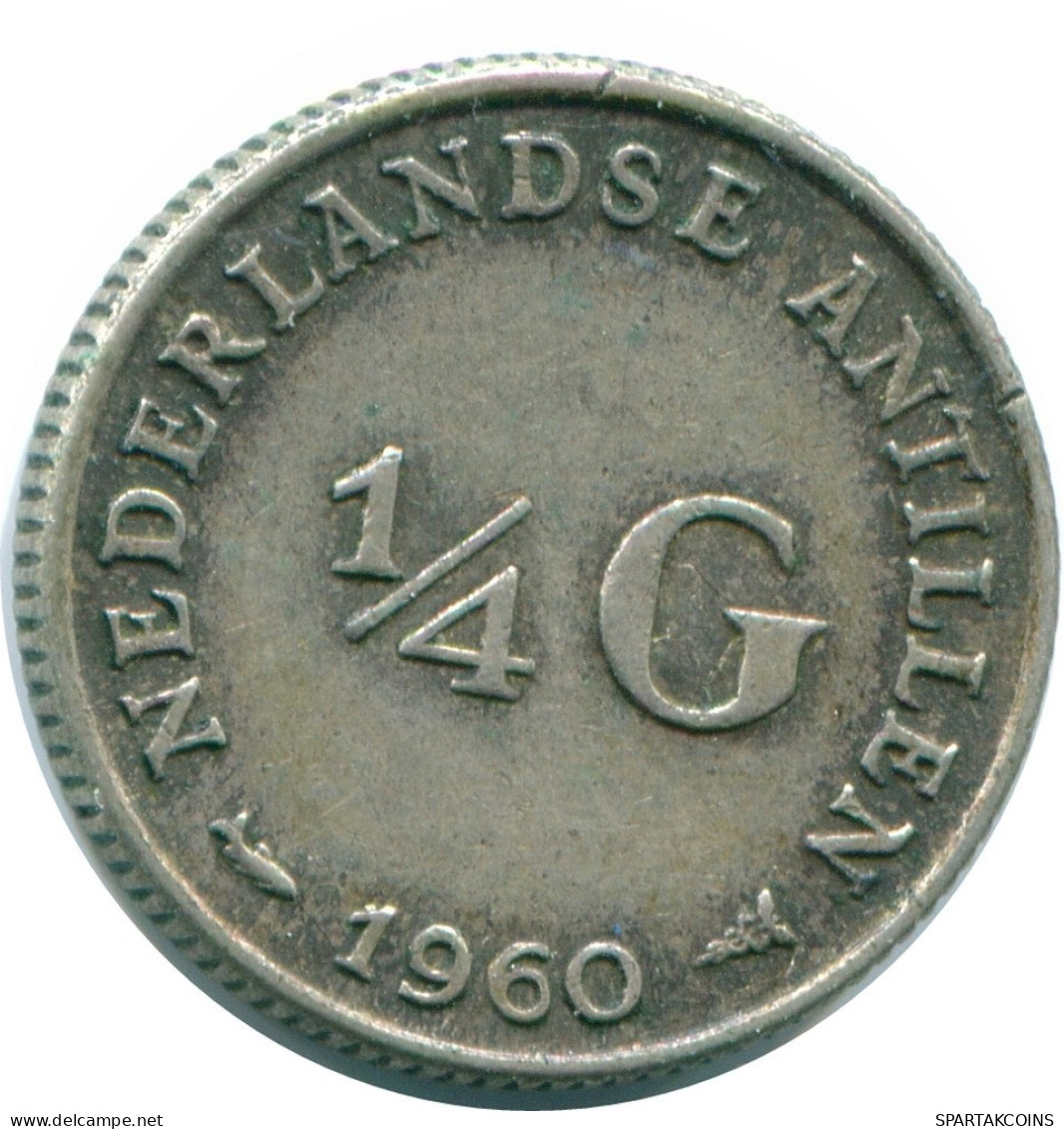 1/4 GULDEN 1960 ANTILLES NÉERLANDAISES ARGENT Colonial Pièce #NL11077.4.F.A - Nederlandse Antillen