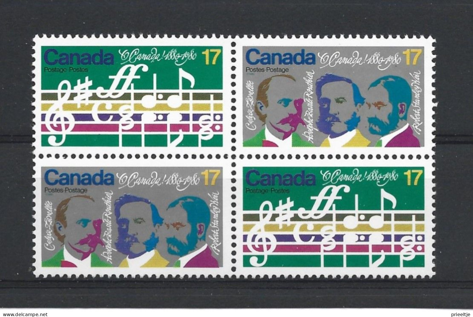 Canada 1980 Hymn 'O Canada' Centenary 4-block Y.T. 736/737 ** - Unused Stamps