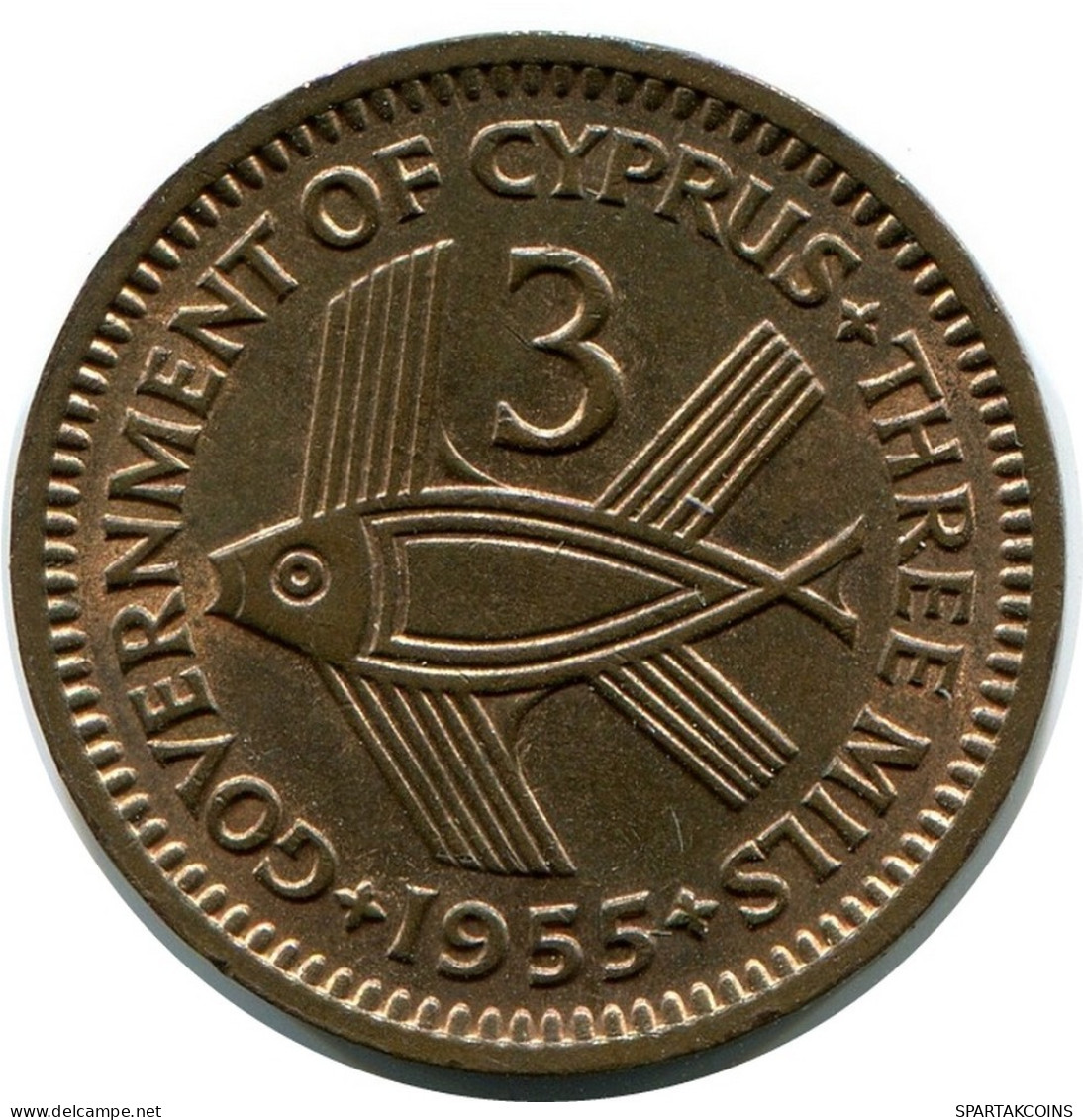 3 MILS 1955 CYPRUS Coin #BA208.U.A - Chipre